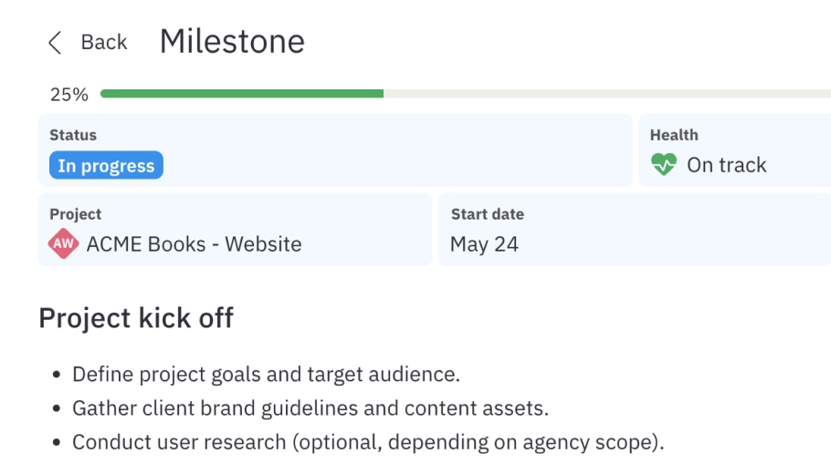 List of milestones in InOrbit