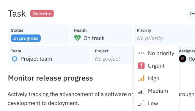 List of tasks in InOrbit